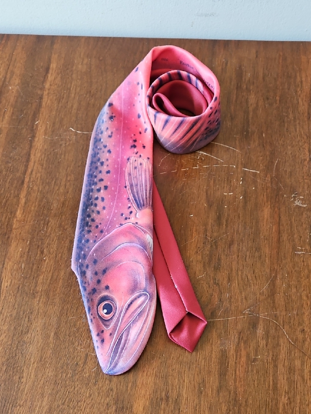 Vintage 80's Ralph Marlin Rainbow Trout Tie